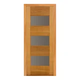 Porta Montada de Giro Madeira Macica Tauari Natural Direita 213x87,5x14cm Milão Wood Glass