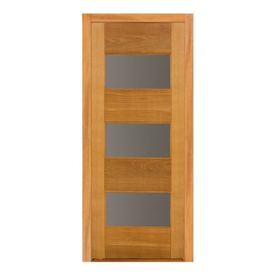 Porta Montada de Giro Madeira Macica Tauari Natural Esquerda 213x87,5x14cm Milo Wood Glass