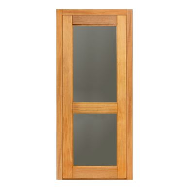 Porta Montada de Giro Madeira Macica Tauari Natural Esquerda 213x97,5x14cm Zurique Wood Glass