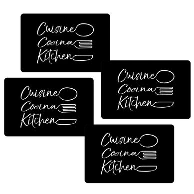 Kit com 4 Jogos Americanos PVC Preto Just Home Collection