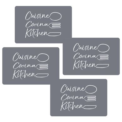 Kit com 4 Jogos Americanos PVC Prata Just Home Collection