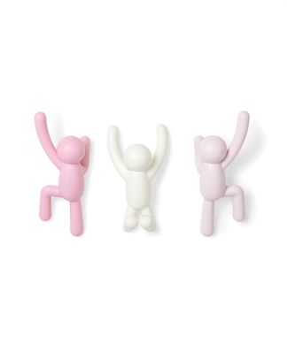 Conjunto com 3 Ganchos de Parede Rosa e Branco