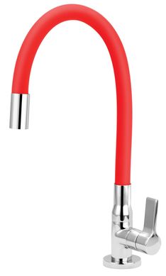 Torneira Cozinha Mesa Bica Flexvel Vermelha C62