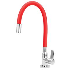 Torneira Cozinha Mesa Bica Flexível Vermelha C62