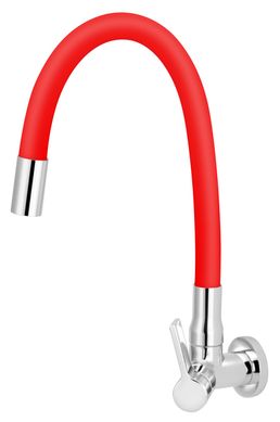 Torneira Cozinha Parede Bica Flexvel Vermelha C62