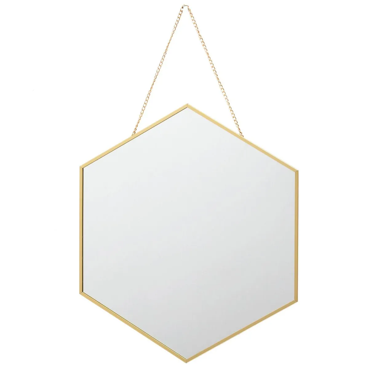 Espelho Decorativo 39x45cm com Corrente Hexa Gold Dourado Just Home Collection, marca Just Home Collection - Foto Principal