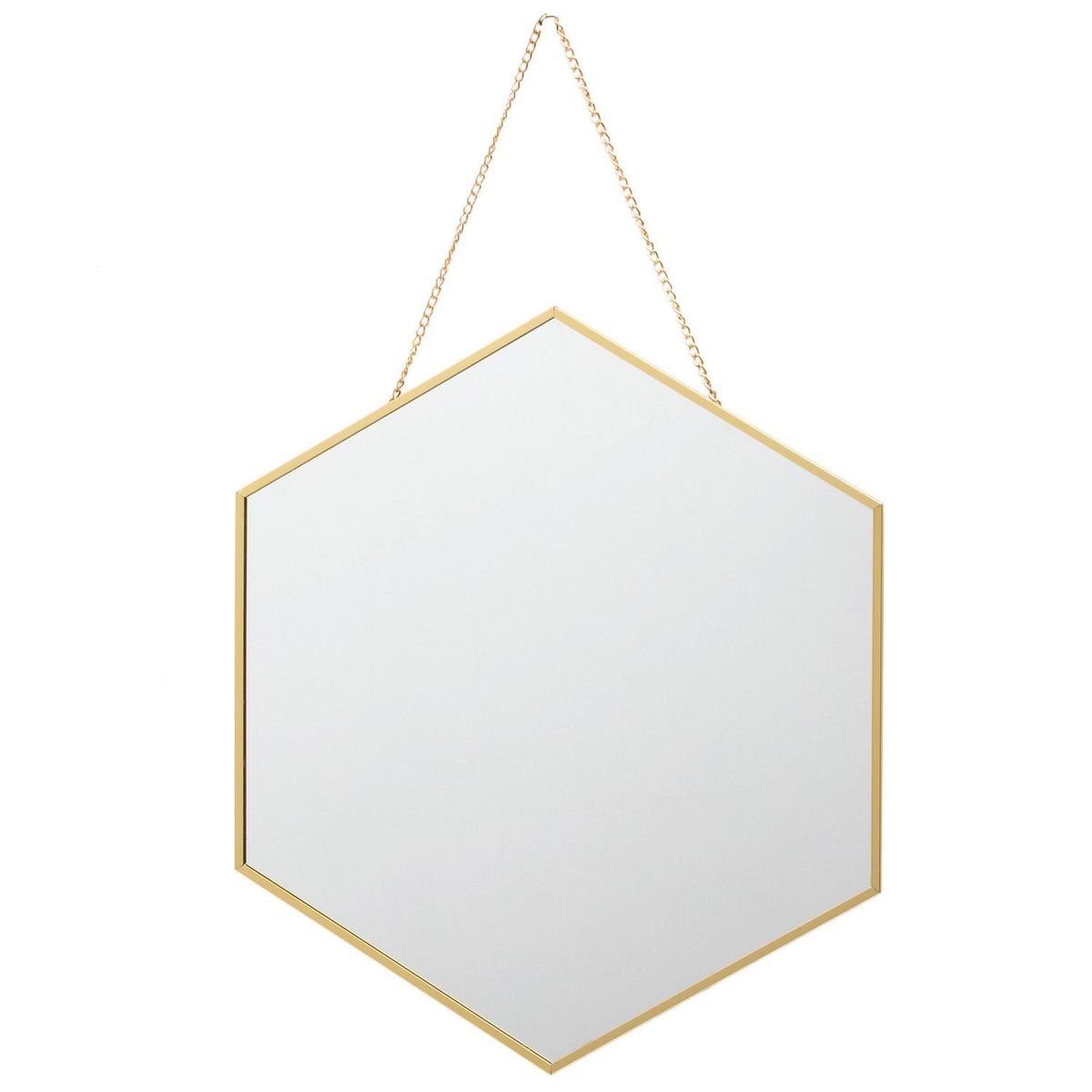 Espelho Decorativo 39x45cm com Corrente Hexa Gold Dourado Just Home Collection, marca Just Home Collection - Foto Principal