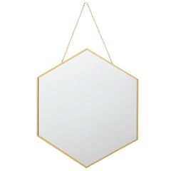 Espelho Decorativo 39x45cm com Corrente Hexa Gold Dourado Just Home Collection