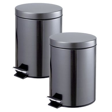 Kit com 2 Lixeiras Metalica 5L Cinza Homy