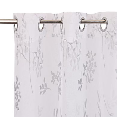 Cortina Voil Folhas Estampadas Just Home Collection