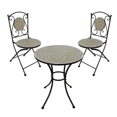 Kit Mesa Mosaico Curaiva 70x60 cm + 2 Cadeira Mosaico Curaiva 87x38 cm Just Home Collection