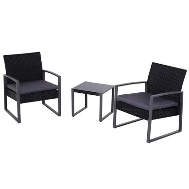 Conjunto Varanda Victoria 3 Peas Ratan Preto Home Collection Garden