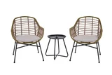 Conjunto Varanda Benagil 3 Peças Ratan Bege 85 x 64 x 64 cm Just Home Collection