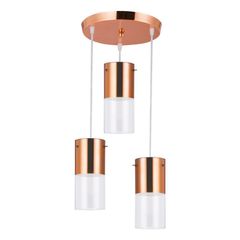 Pendente First Difusor Redondo Ø28Xh23Cm 1/2 Cobre 3 Luzes E27 (não inclusas)