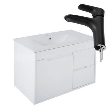 Kit 1 Mvel Banheiro com Lavatrio Almada Branco + 1 Monocomando Lavatorio Bb Vittorio Sensi Dacqua