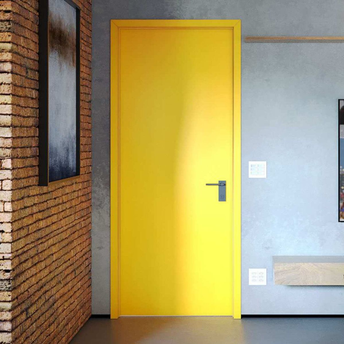 Porta Montada de Giro Lisa Madeira Colmeia Fundo Primer Branco Reversível 210x82x14cm Standard, marca Eucadoor - Foto Principal