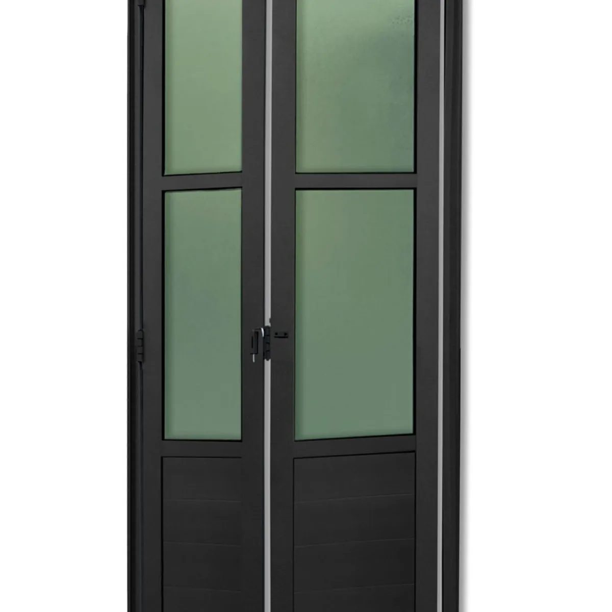 Porta Camarão e Vidro Alumínio Preto 2 Folhas Direita 210x70x4,6cm L.25, marca Brimak - Foto Principal