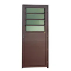 Porta Basulante Lambri Alumínio Corten Esquerda 210x86x4,6cm Super 25