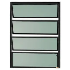 Janela Basculante 3 Basc Alumínio Preto 80x60x2,3cm Master