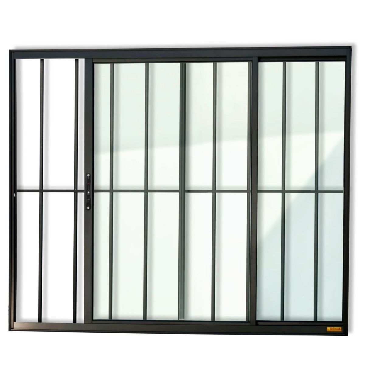 Janela de Correr Alumínio Preto 2 Folhas Com Grade Esquerda 100x100x8cm Confort, marca Brimak - Foto Principal