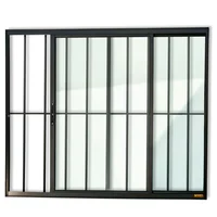 Janela de Correr Alumínio Preto 2 Folhas Com Grade Esquerda 100x100x8cm Confort