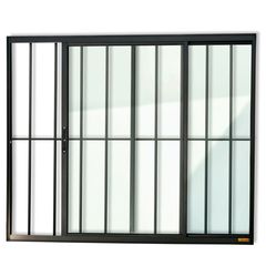 Janela de Correr Alumínio Preto 2 Folhas Com Grade Esquerda 100x100x8cm Confort