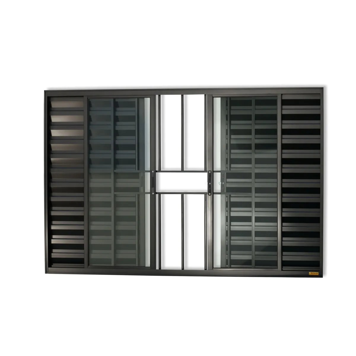 Janela Veneziana Alumínio Preto 6 Folhas Com Grade Central 100x200x8cm Confort, marca Brimak - Foto Principal