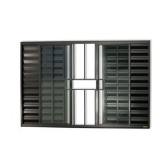 Janela Veneziana Alumínio Preto 6 Folhas Com Grade Central 100x200x8cm Confort