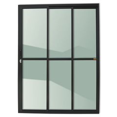 Porta de Correr Alumínio Preto 3 Folhas Esquerda 210x120x11,5cm Super 25