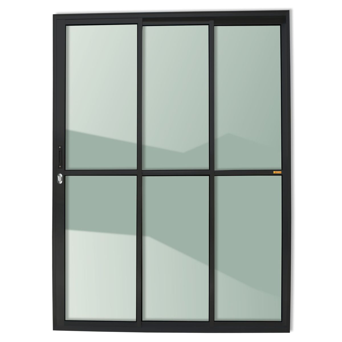 Porta de Correr Alumínio Preto 3 Folhas Esquerda 210x180x11,5cm Super 25, marca Brimak - Foto Principal