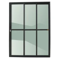 Porta de Correr Alumínio Preto 3 Folhas Esquerda 210x180x11,5cm Super 25