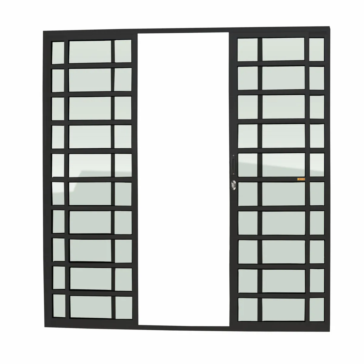 Porta de Correr com Travessa Alumínio Preto 4 Folhas Central 210x240x7,8cm Super 25, marca Brimak - Foto Principal