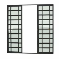Porta de Correr com Travessa Alumínio Preto 4 Folhas Central 210x240x7,8cm Super 25