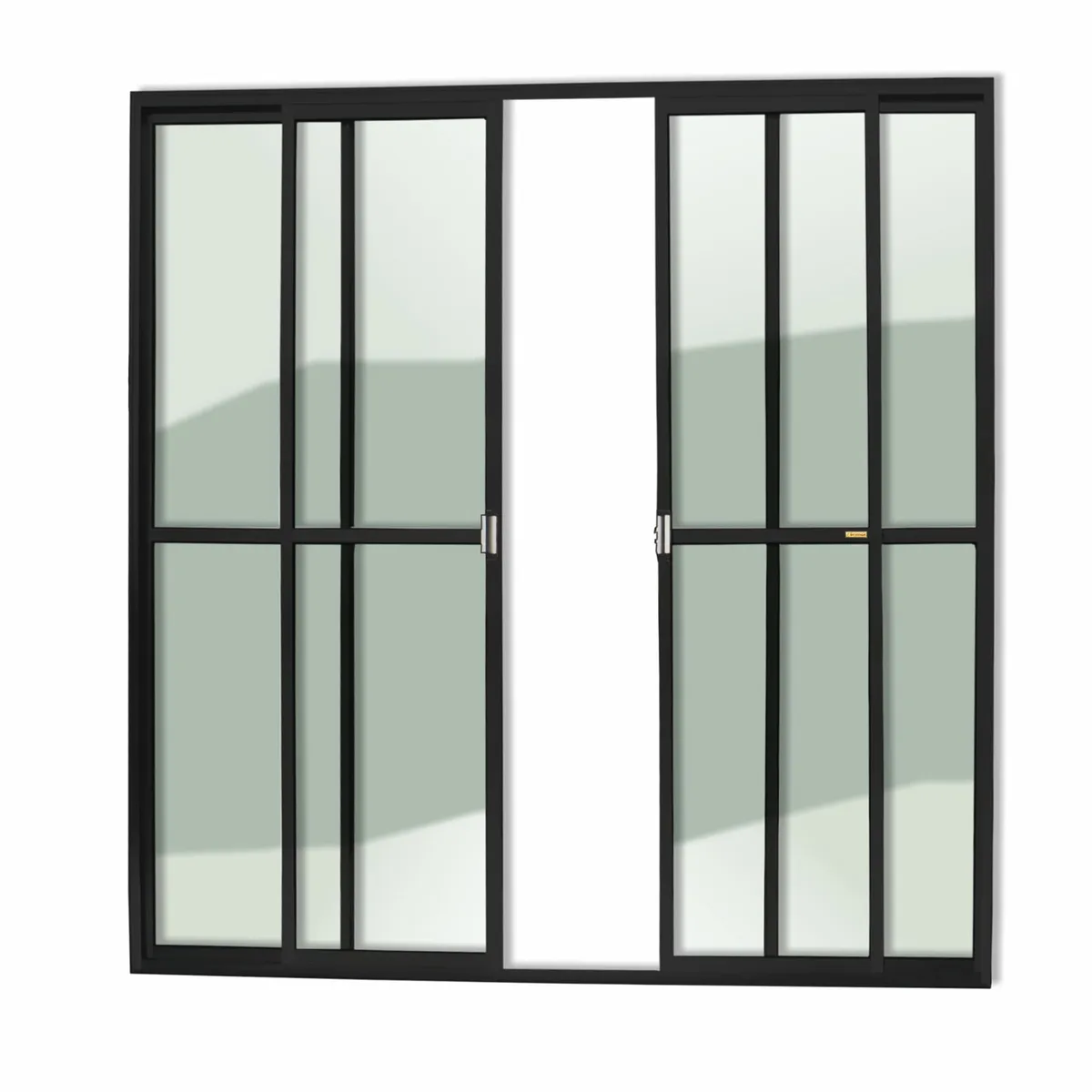 Porta de Correr Sem Fechadura Alumínio Preto 4 Folhas Central 210x240x7,8cm Super 25, marca Brimak - Foto Principal