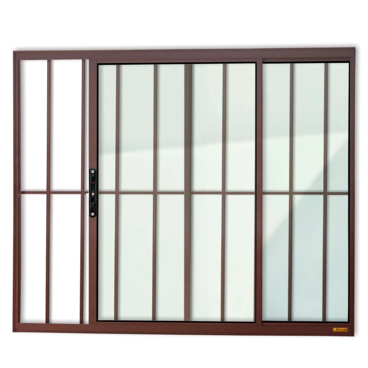 Janela de Correr Alumínio Corten 2 Folhas Com Grade Esquerda 100x120x8cm Confort, marca Brimak - Foto Principal