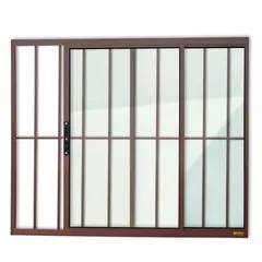 Janela de Correr Alumínio Corten 2 Folhas Com Grade Esquerda 100x150x8cm Confort