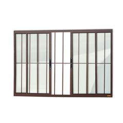 Janela de Correr Alumínio Corten 4 Folhas Com Grade Central 100x200x8cm Confort