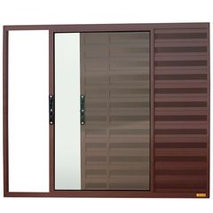 Janela Veneziana Alumínio Corten 3 Folhas Esquerda 100x100x8cm Confort