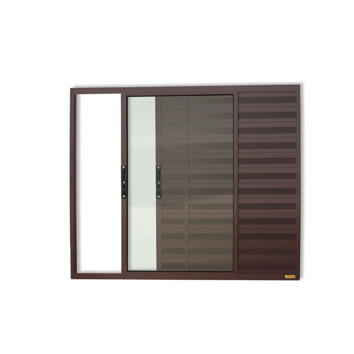 Janela Veneziana Alumínio Corten 3 Folhas Esquerda 100x150x8cm Confort, marca Brimak - Foto Principal