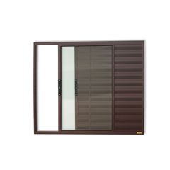 Janela Veneziana Alumínio Corten 3 Folhas Esquerda 100x150x8cm Confort