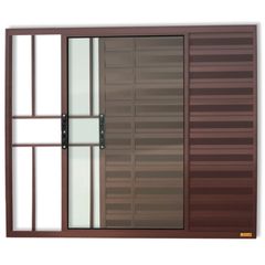 Janela Veneziana Alumínio Corten 3 Folhas Com Grade Esquerda 100x100x8cm Confort