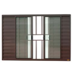 Janela Veneziana Alumínio Corten 6 Folhas Com Grade Central 120x200x8cm Confort