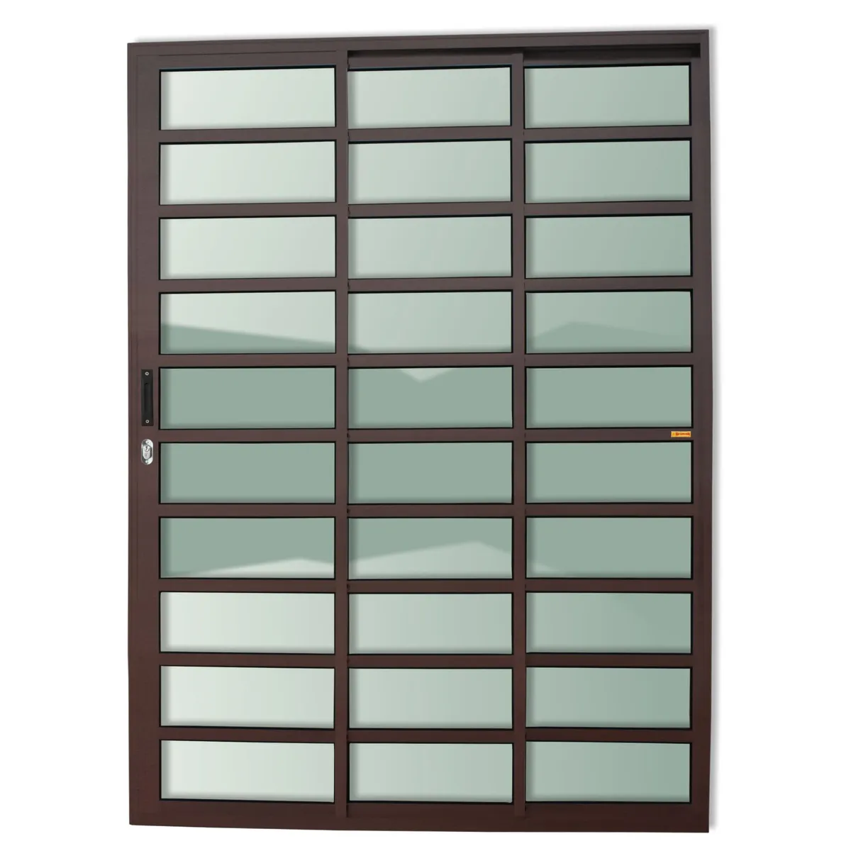 Porta de Correr com Travessa Alumínio Corten 3 Folhas Esquerda 210x180x11,5cm Super 25, marca Brimak - Foto Principal