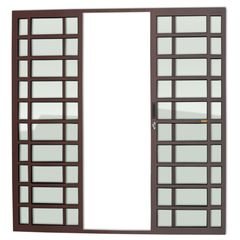Porta de Correr com Travessa Alumínio Corten 4 Folhas Central 210x200x7,8cm Super 25