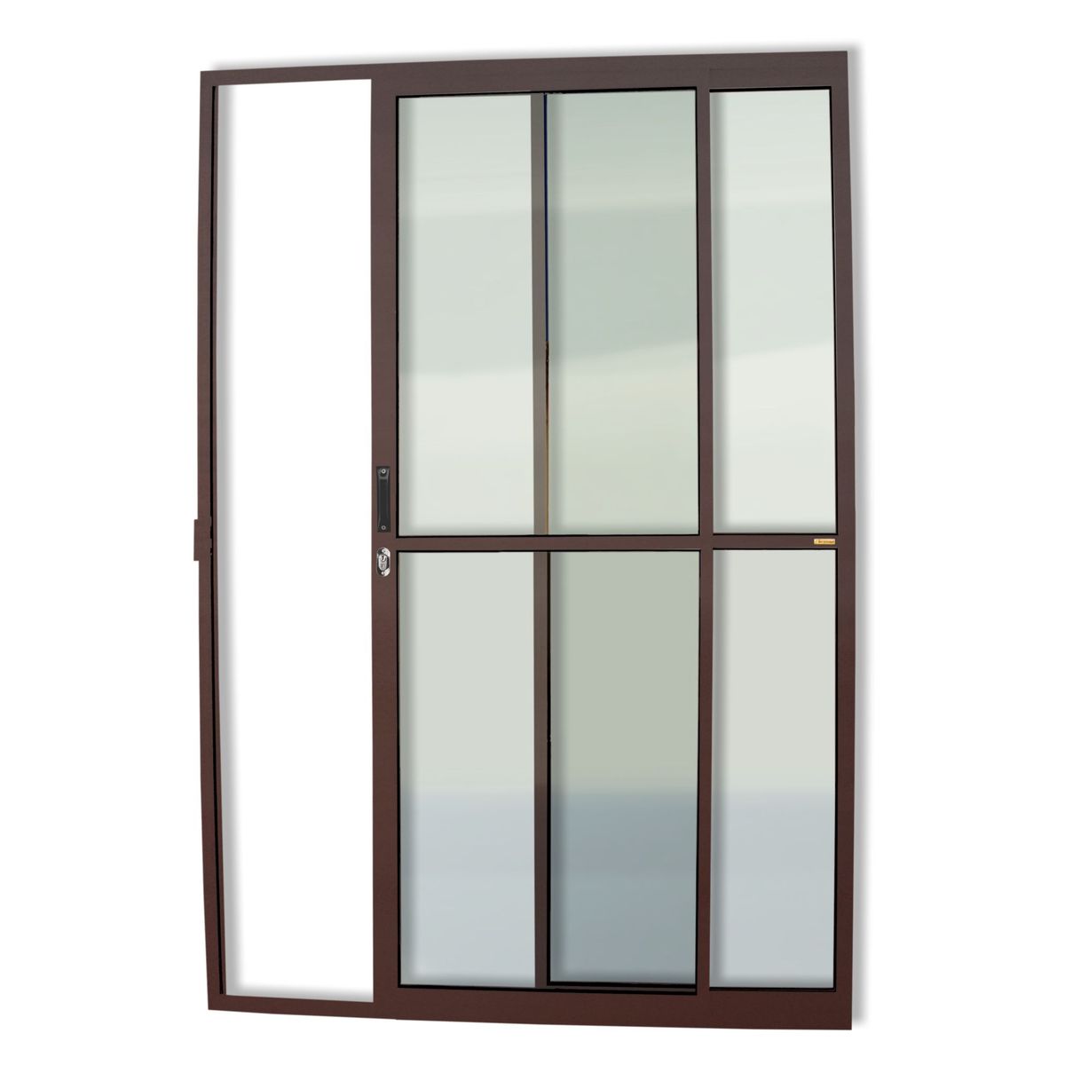 Porta de Correr Alumínio Corten 2 Folhas Esquerda 210x120x7,8cm Super 25, marca Brimak - Foto Principal