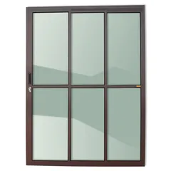Porta de Correr Alumínio Corten 3 Folhas Esquerda 210x120x11,5cm Super 25