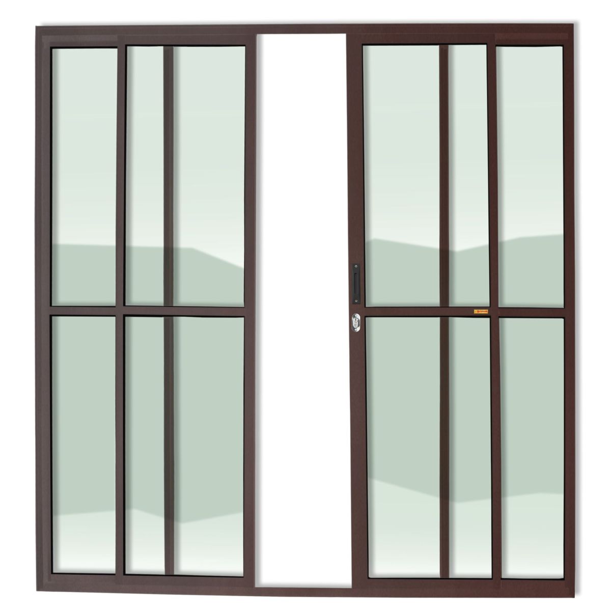 Porta de Correr Alumínio Corten 4 Folhas Central 210x240x7,8cm Super 25, marca Brimak - Foto Principal
