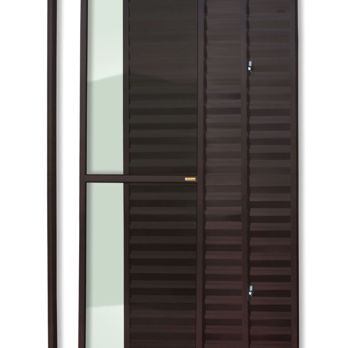 Porta Balcão Veneziana de Correr Sem Fechadura Alumínio Corten 3 Folhas Esquerda 210x120x11,5cm Super 25, marca Brimak - Foto Principal