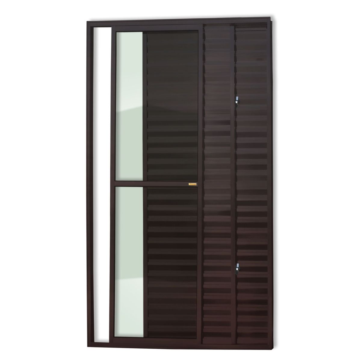 Porta Balcão Veneziana de Correr Sem Fechadura Alumínio Corten 3 Folhas Esquerda 210x120x11,5cm Super 25, marca Brimak - Foto Principal