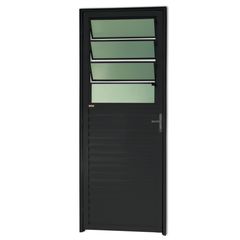 Porta Basulante Lambri Alumínio Preto Direita 210x86x4,6cm Super 25